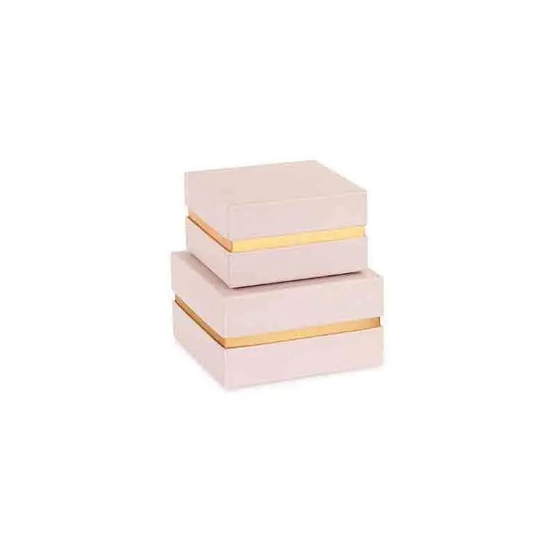 set 2 scatoline cipria oro con inserto 29416 120 x 120 x 70 / 140 x 140 x 80 mm