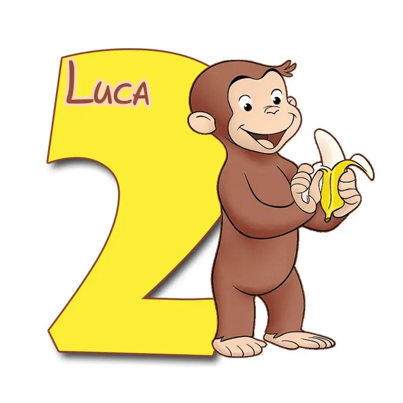 Sagoma in polistirolo Curioso Come George con Numero Personalizzabile
