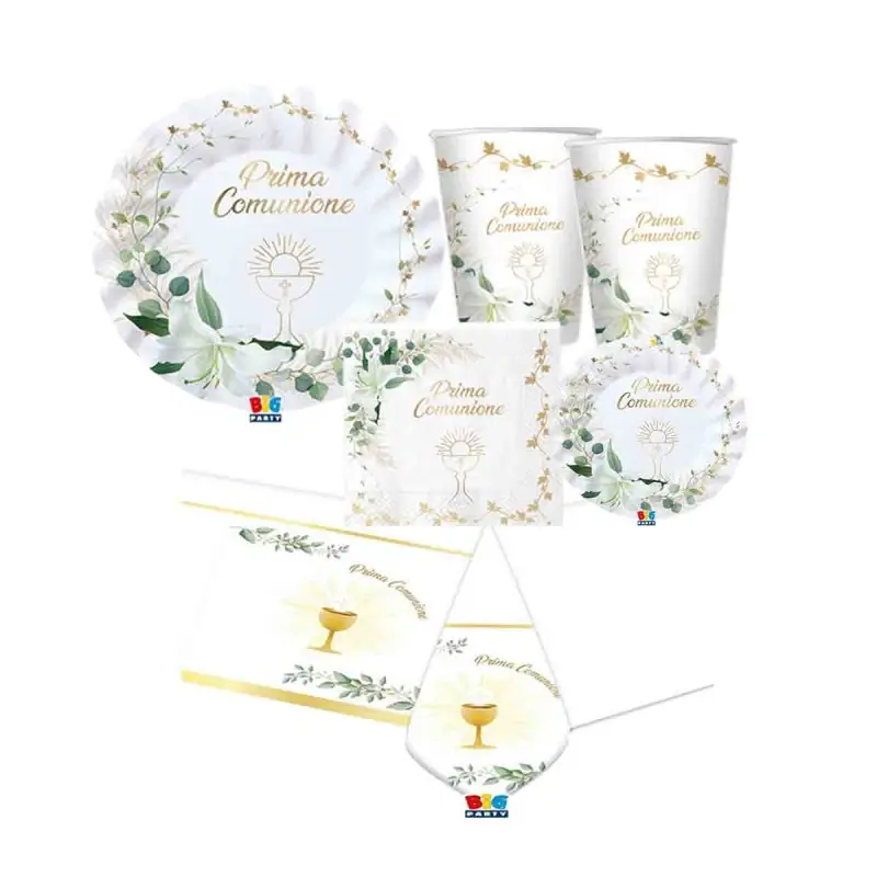 Kit 16 persone prima comunione lily con piatti dessert