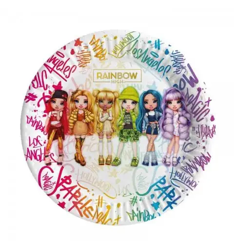 8 piatti dessert 18 cm Rainbow high 24054