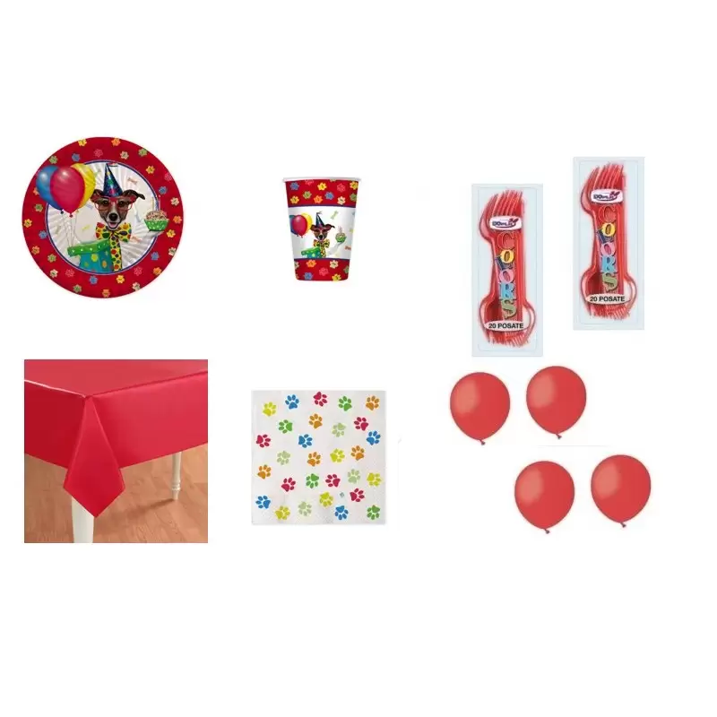 KIT 6 - 205 PZ.  BANDIERA ITALIANA + FORCHETTE E PALLONCINI ROSSI