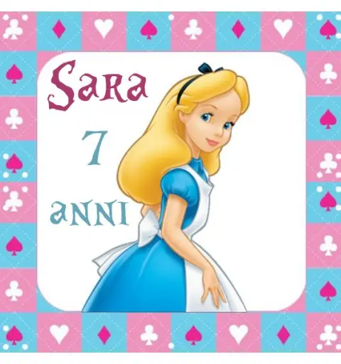 48 Adesivi Personalizzabili Alice nel Paese delle Meraviglie