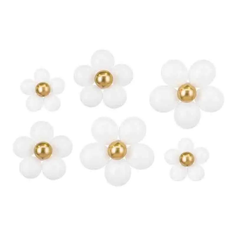 Kit Palloncino Fiori 40-50 6 pa oro 30 pal bianco 4 cerchi da 13 cm e 2 cerchi da 11 cm  KBN1