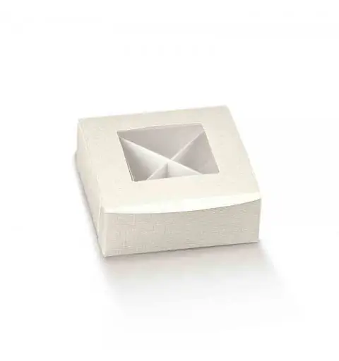 Scatolina portaconfetti con finestra in PLA sulla parte superiore con inserto separatore 12920 80 x 80 x 30 mm