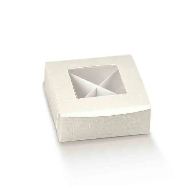 Scatolina portaconfetti con finestra in PLA sulla parte superiore con inserto separatore 12920 80 x 80 x 30 mm