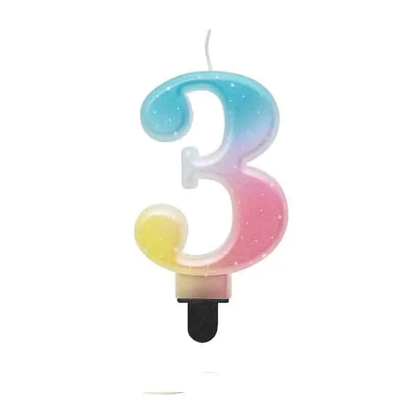 Candela numero 3 ombre pastello 8,0 cm multicolor SF-OPA3