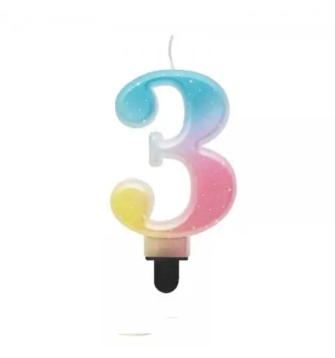 Candela numero 3 ombre pastello 8,0 cm multicolor SF-OPA3