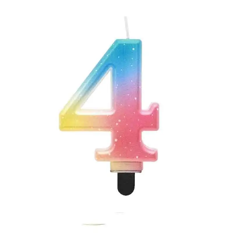 Candela numero 4 ombre pastello 8,0 cm multicolor SF-OPA4