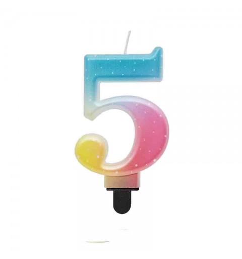 Candela numero 5 ombre pastello 8,0 cm multicolor SF-OPA5