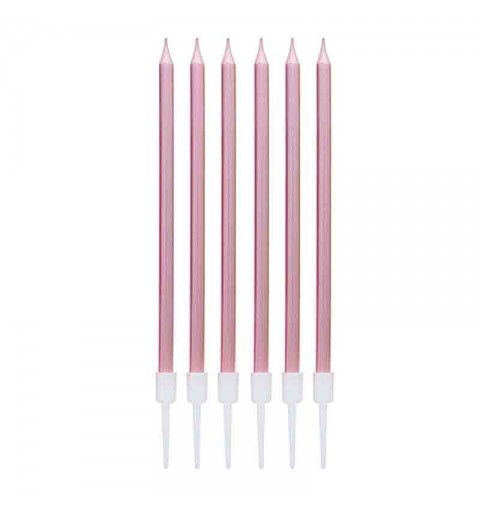 Candele B&C oro rosa metallizzato 13,5x0,4 cm 6 pz BH-SMRZ