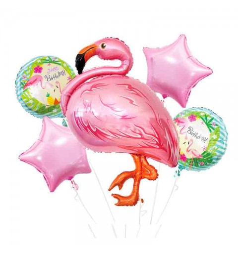 set Palloncino foil fenicottero flamingo 5 pz.BZ-HFLA 45/60 cm