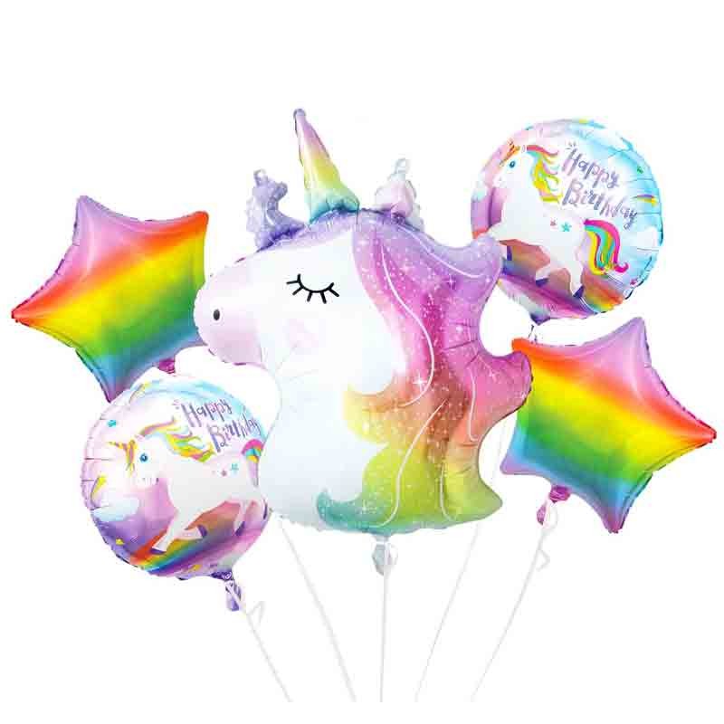 set Palloncino foil unicorno 5 pz.BZ-HJED 45/60 cm