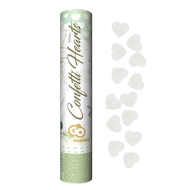tubo Cannone coriandoli Cuori in carta bianchi 30 cm KP-BS30