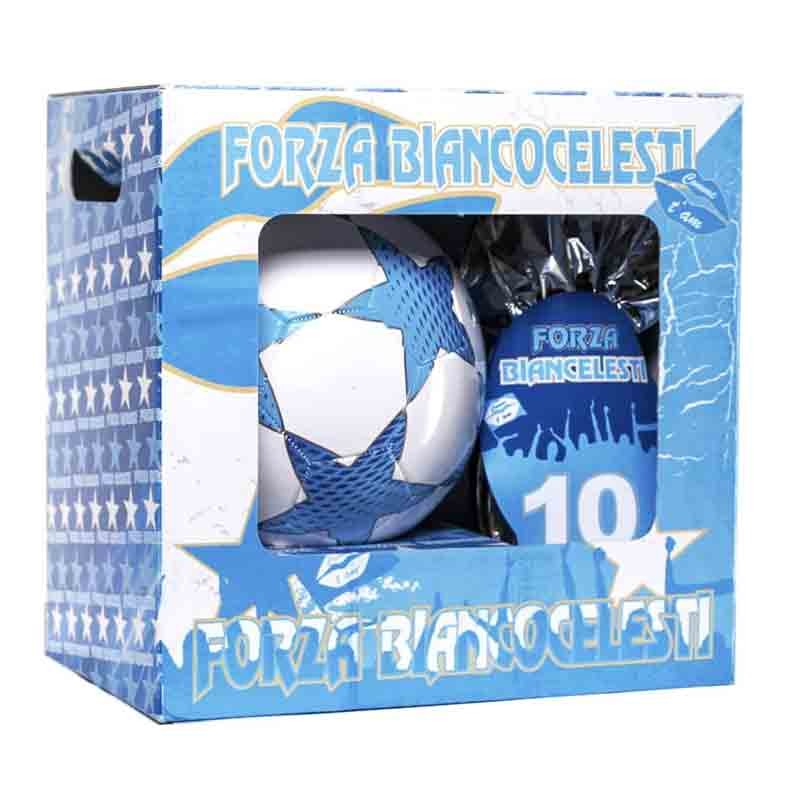 Uovo di Pasqua da 150gr. con Pallone da Calcio N.5 Forza lazio biancocelesti