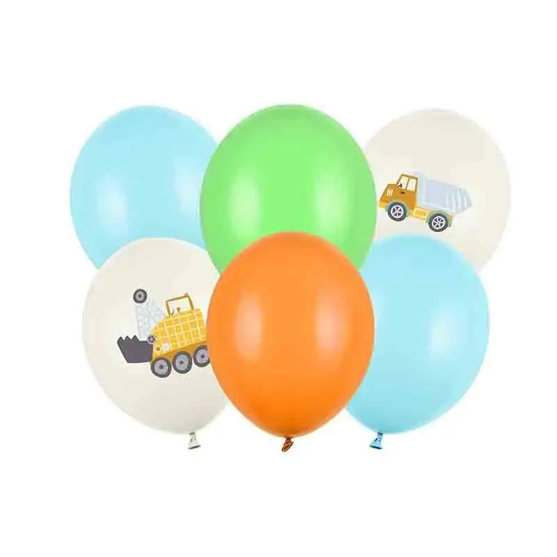6 Palloncini 30 cm Veicoli da cantiere Crema Chiaro Pastello SB14P-334-000-6