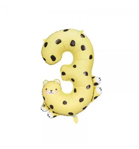 Palloncino foil Numero 3 Ghepardo 68x98 cm FB163-3