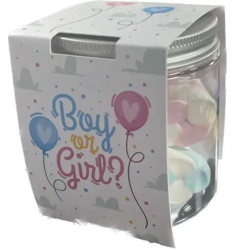 Barattolo con Marshmallow e fascetta boy or girl ? gender reveal - 1 pz 2661