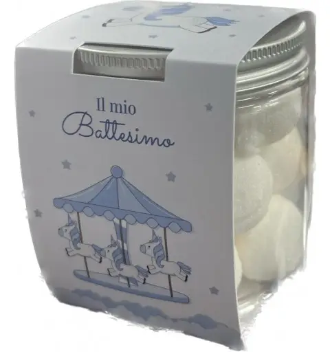 Barattolo con Marshmallow e fascetta battesimo bambino - 1 pz -2663