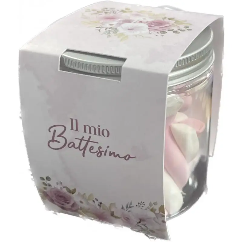 Barattolo con Marshmallow e fascetta battesimo bambina - 1 pz -2664