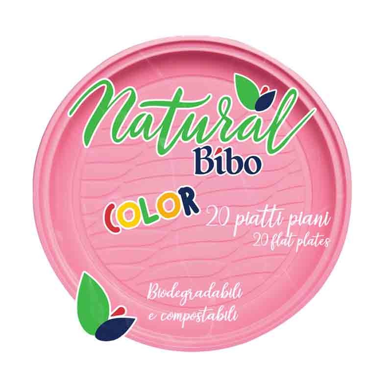 bibo natural 20 piatti rosa piani biodegradabili e compostabili