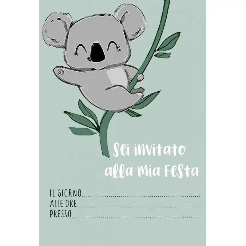 Invito in cartoncino Koala - 30 pz