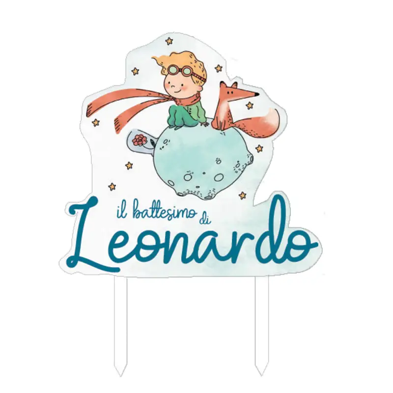 Cake Topper Piccolo Principe New Personalizzabile in Plexiglass