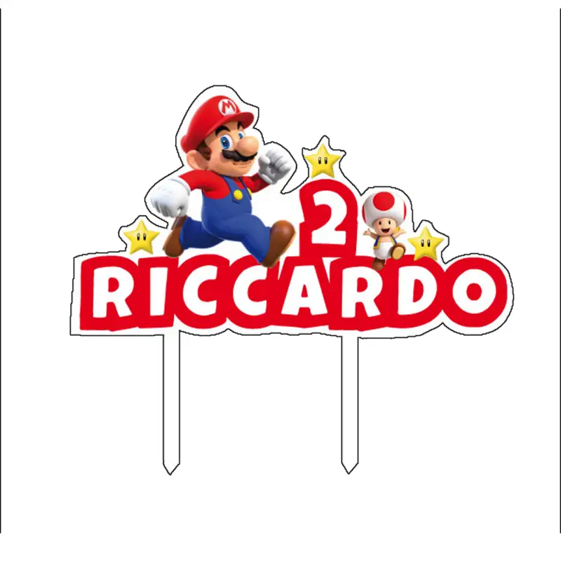 Cake Topper Super Mario Personalizzabile in plexiglass