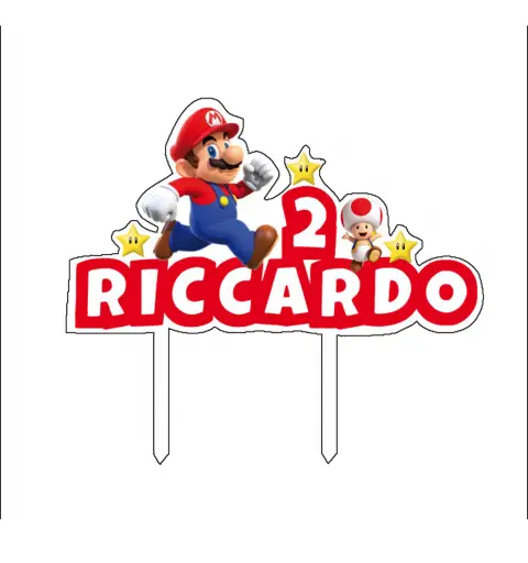 Cake Topper Super Mario Personalizzabile in plexiglass