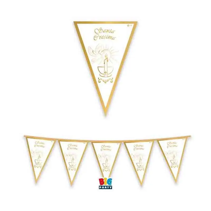 Festone Bandierine in cartoncino 300 x 30 cm santa Cresima Gold 75181