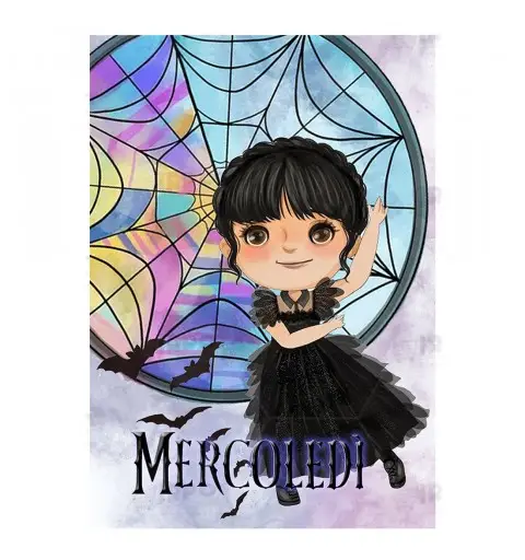 Cartellone di Benvenuto Piccola Mercoledì Addams