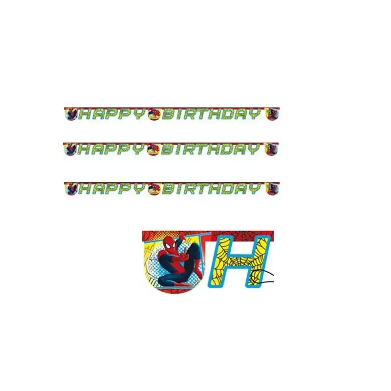 GHIRLANDA FESTONE HAPPY BIRTHDAY SPIDERMAN WEB WARRIORS BUON COMPLEANNO BAMBINO 81531