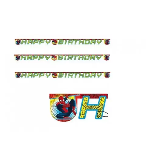 GHIRLANDA FESTONE HAPPY BIRTHDAY SPIDERMAN WEB WARRIORS BUON COMPLEANNO BAMBINO 81531