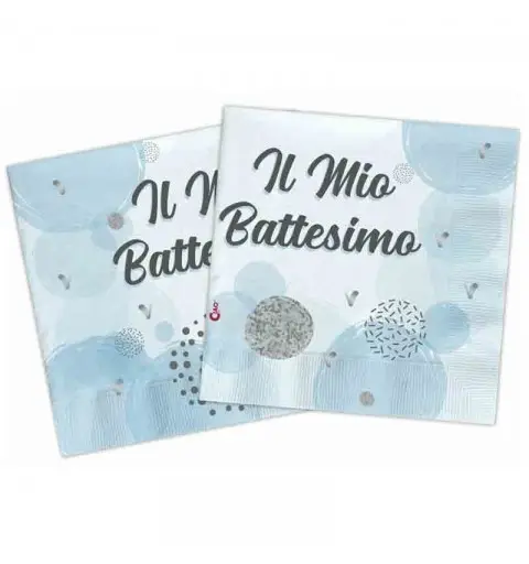 Kit 32 persone battesimo celeste bambino