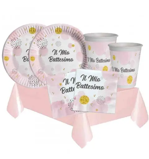 Kit 40 persone battesimo rosa bambina