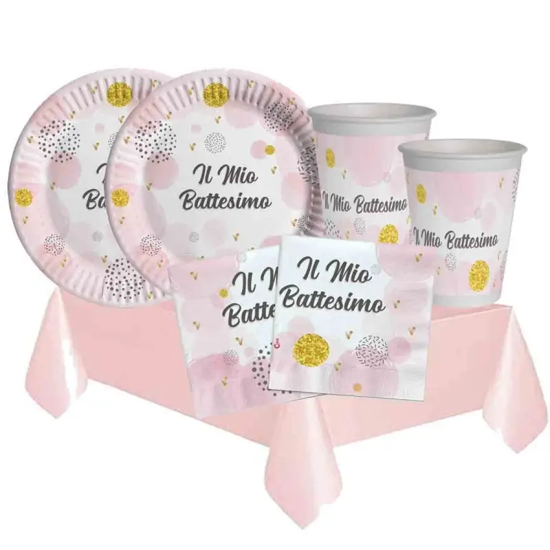 Kit 8 persone battesimo rosa bambina