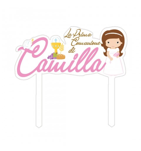 Cake Topper Prima Comunine Bambina Personalizzabile in plexiglass