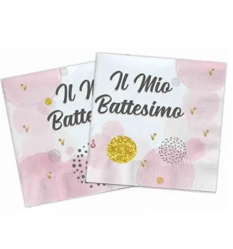 20 tovaglioli compostabili il mio battesimo rosa 34781
