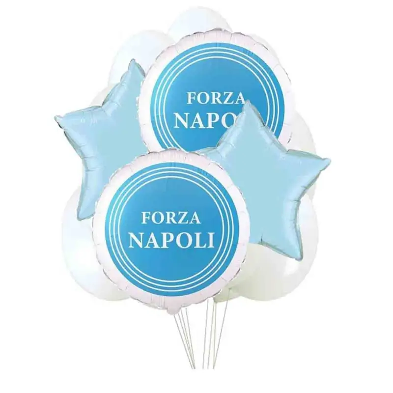 Bouquet di Palloncini Forza Napoli con stelle - kit n9 fai da te