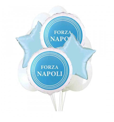 Bouquet di Palloncini Forza Napoli con stelle - kit n9 fai da te