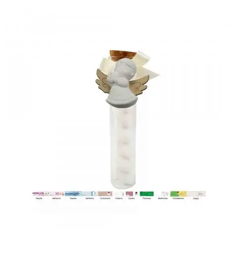 ANGIOLETTO GESSETTO CON TUBI PORTACONFETTI BOMBONIERA – 20 PZ
