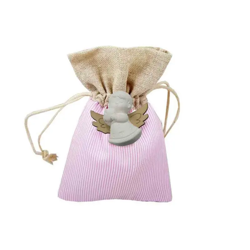 ANGIOLETTO GESSETTO CON SACCHETTI MILLERIGHE ROSA BOMBONIERA – 20 PZ