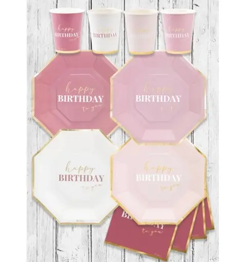 kit 16 persone happy birthday to you pink