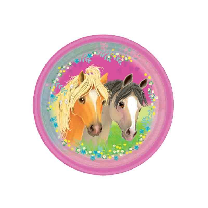 kit compleanno per 40 persone Pretty Pony - cavalli con ghirlanda e bandierine