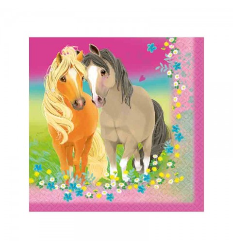 kit compleanno per 8 persone Pretty Pony - cavalli con palloncini e fluffy