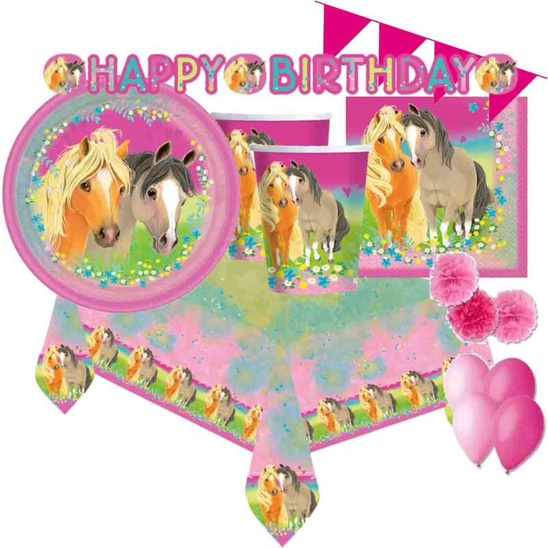 kit compleanno per 32 persone Pretty Pony - cavalli completo