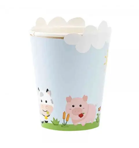8 bicchieri con 8 cover sagomate happy farm 250 ccc 64332