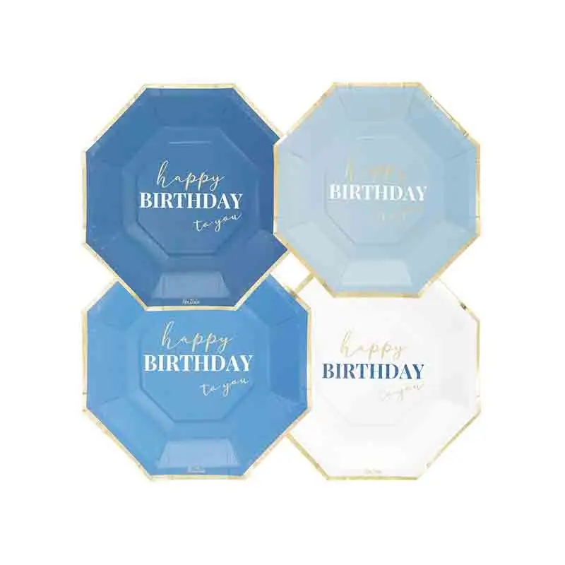 8 piatti happy birthday to you blu 24 cm 4 mod. assortiti 64346
