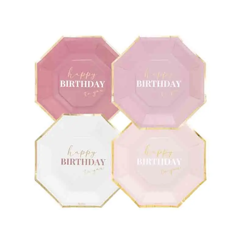 8 piatti happy birthday to you pink 24 cm 4 mod. assortiti 64343