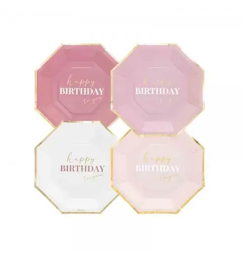 8 piatti happy birthday to you pink 24 cm 4 mod. assortiti 64343