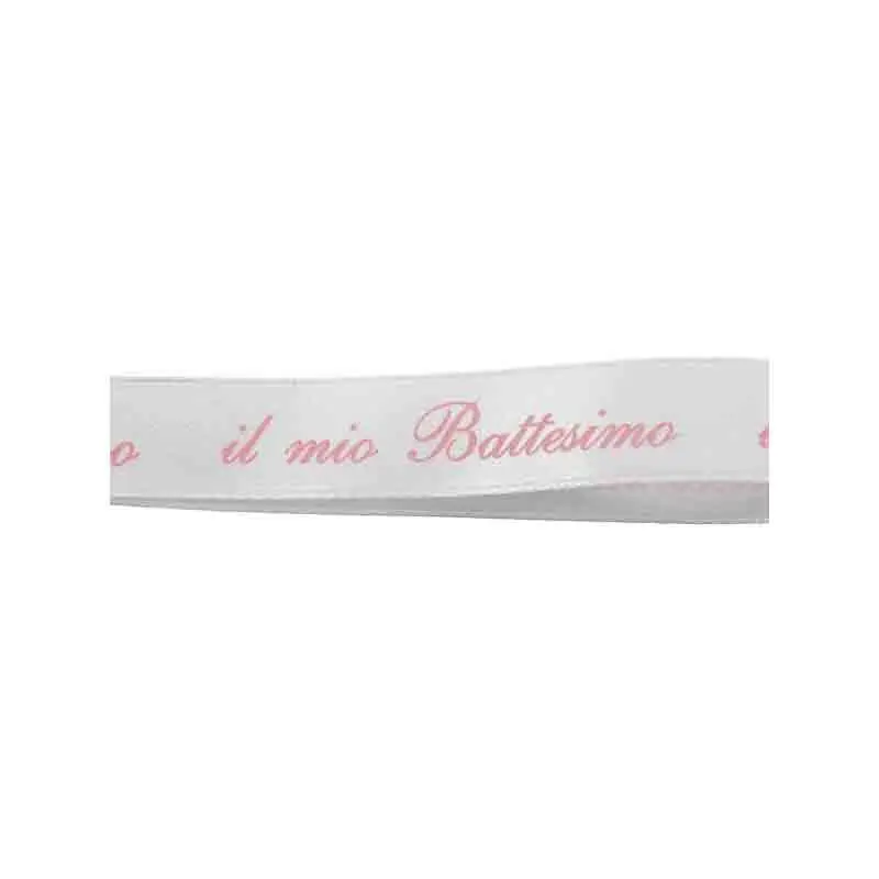 Nastro battesimo rosa in raso 15 mm x 25 metri NI53 03
